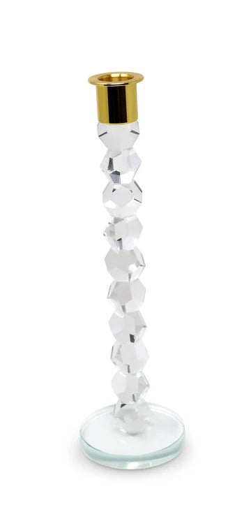 Crystal Dimensional Candlestick With Silver/Gold Tip (2 Sizes)