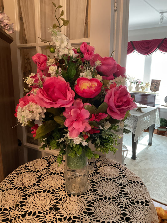 Pink and White Cemetery Arrangement