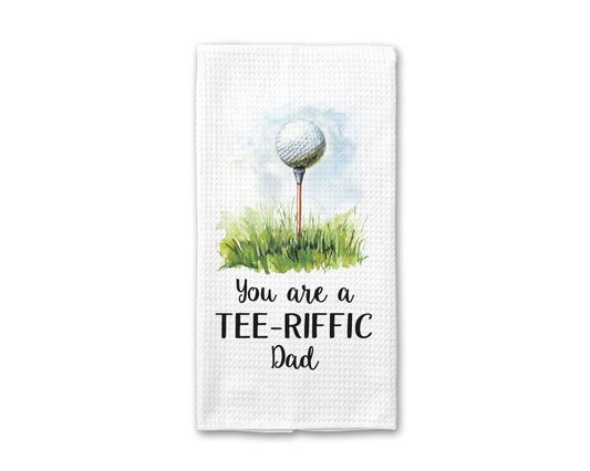 Tee-Riffic Dad Golf Towel, Golfing Decor, Fathers Day Gift: Transparent Cellophane Sleeve