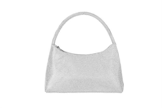 Ladies Rhinestone Frame Bag Clutch Evening Handbag: Silver