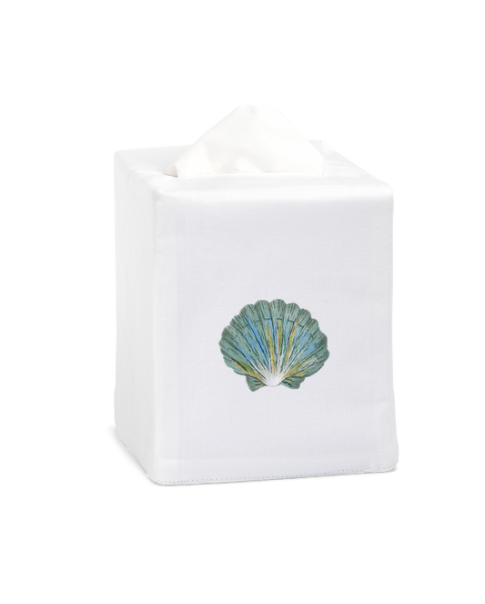 Shell Scallop Teal Tissue Box Cover