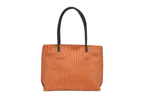 Lightweight Ostrich Zippered Tote Bag: Camel