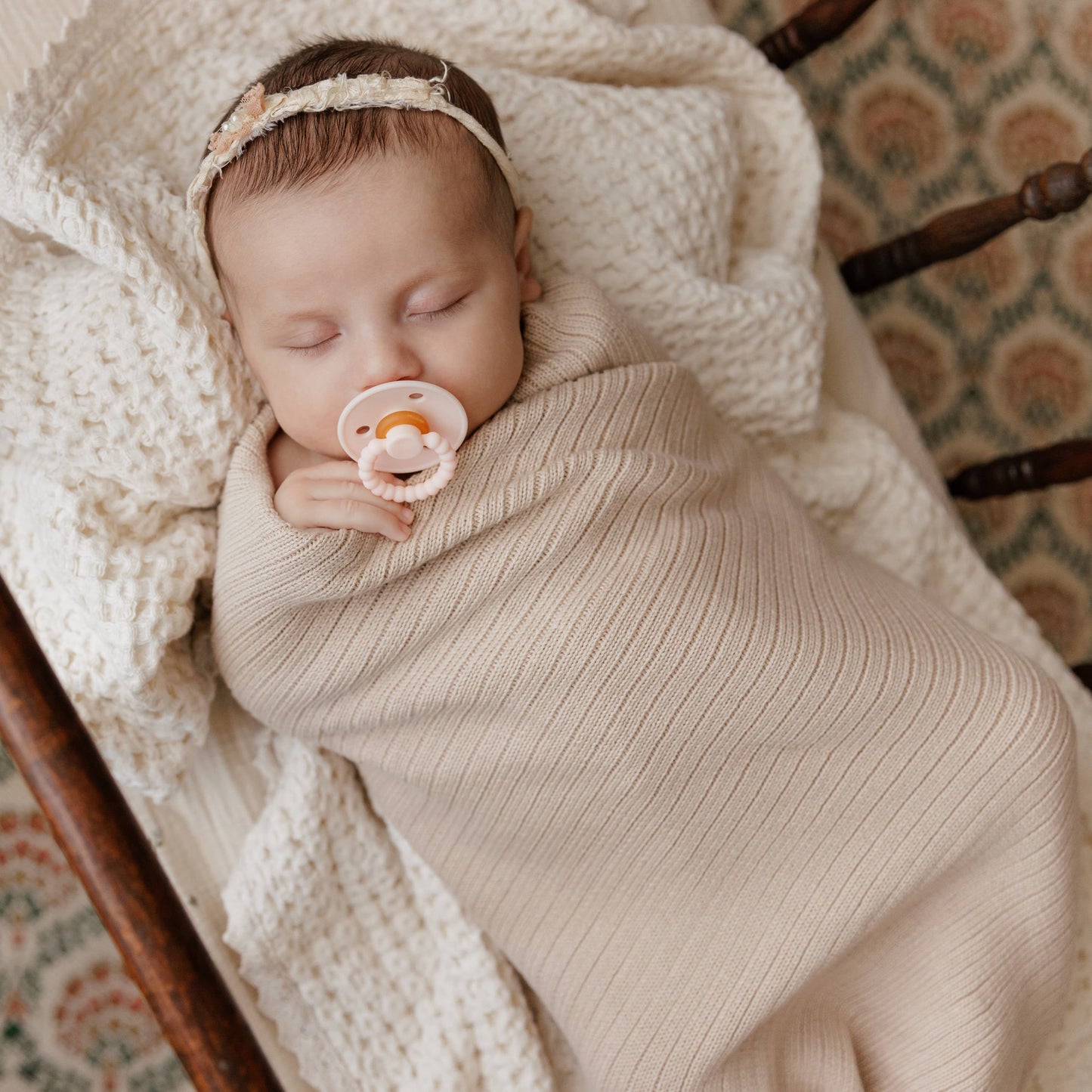 NEW! 100% Luxury Organic Cotton Ribbed Baby Swaddle Blanket: Sky Blue