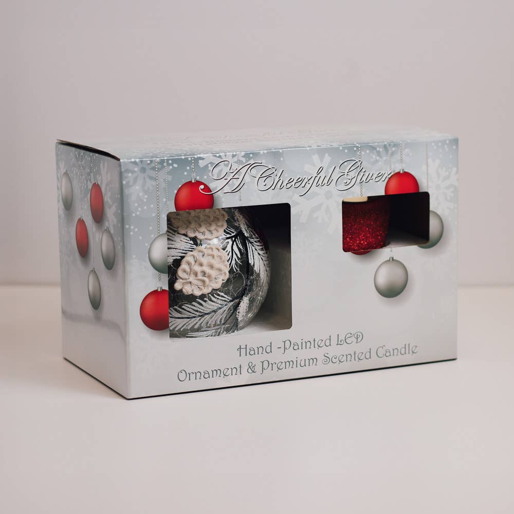 Snowy Cardinal LED Ornament & Candle Gift Set