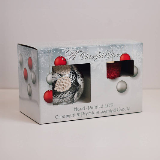 Snowy Cardinal LED Ornament & Candle Gift Set