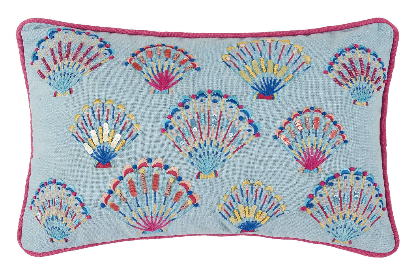 Tropical Shell Embroidered Pillow