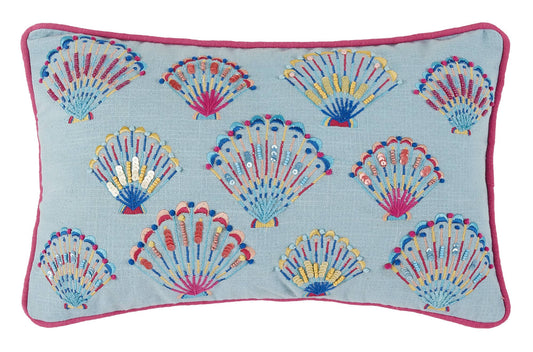 Tropical Shell Embroidered Pillow