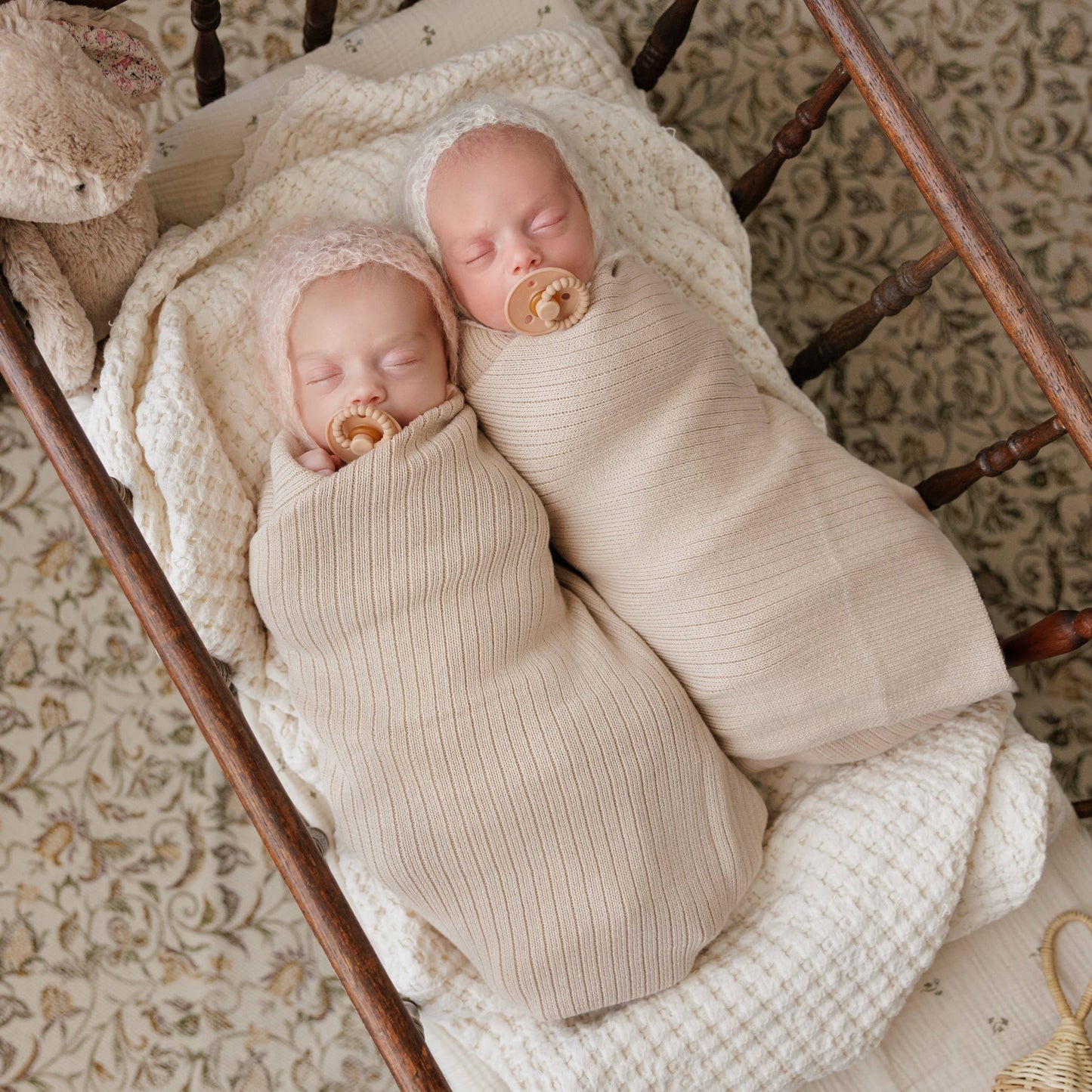 NEW! 100% Luxury Organic Cotton Ribbed Baby Swaddle Blanket: Blush Pink