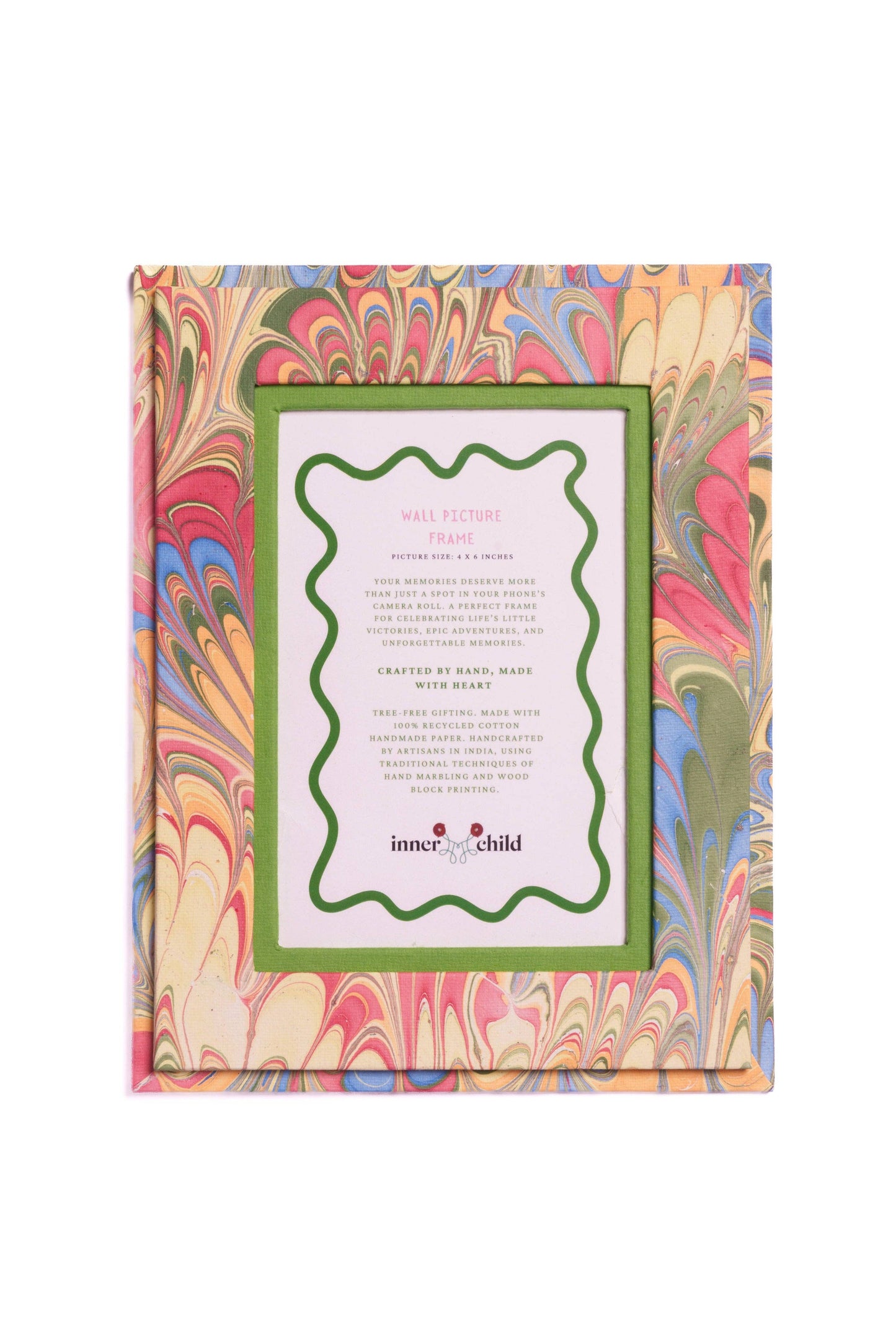 Hand-Marbled Picture Frame in Multicolor, 4x6