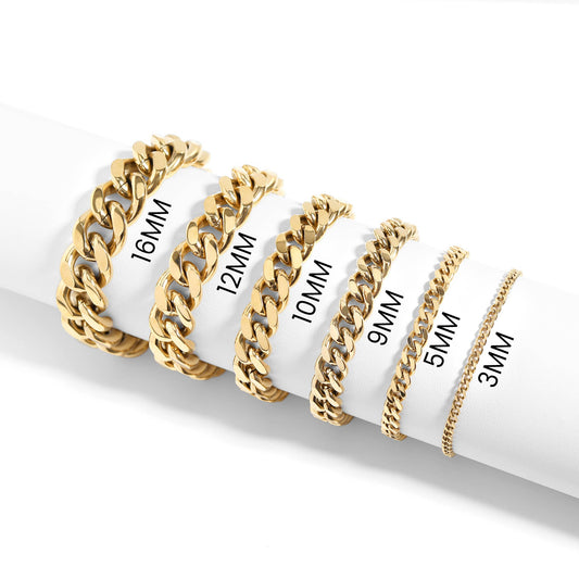 Stainless Steel 18K Gold PVD Coated Diamond Cut Curb Chain Bracelet: 5.5+02" / 3mm
