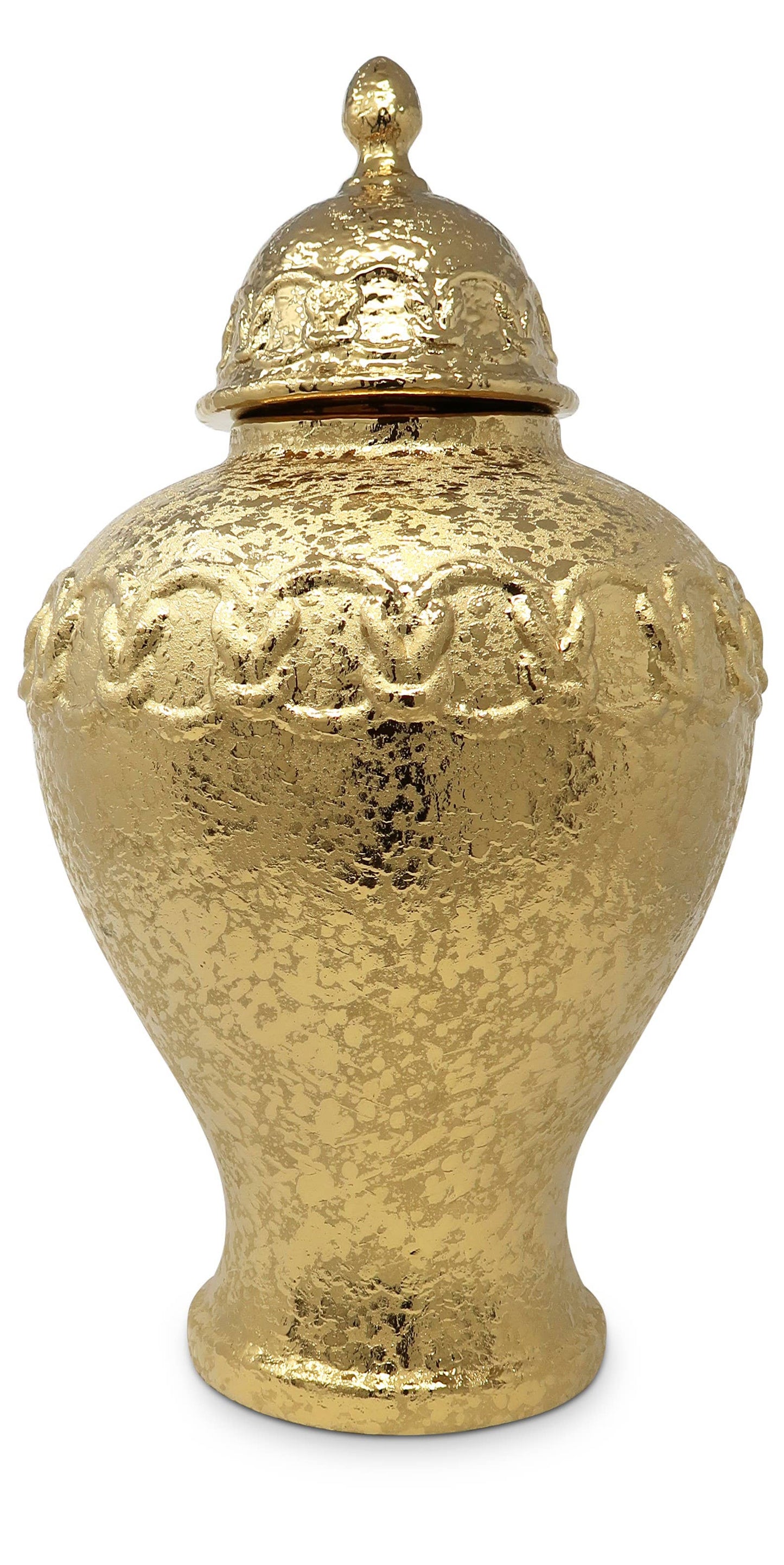 Gold Ginger Jar with Gold Chain Detail: Medium