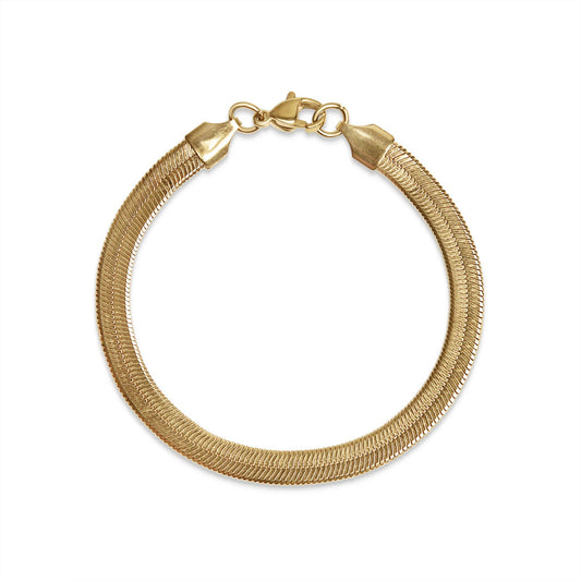 18K Gold Herringbone Chain Bracelet: 6.5" / 5.5mm