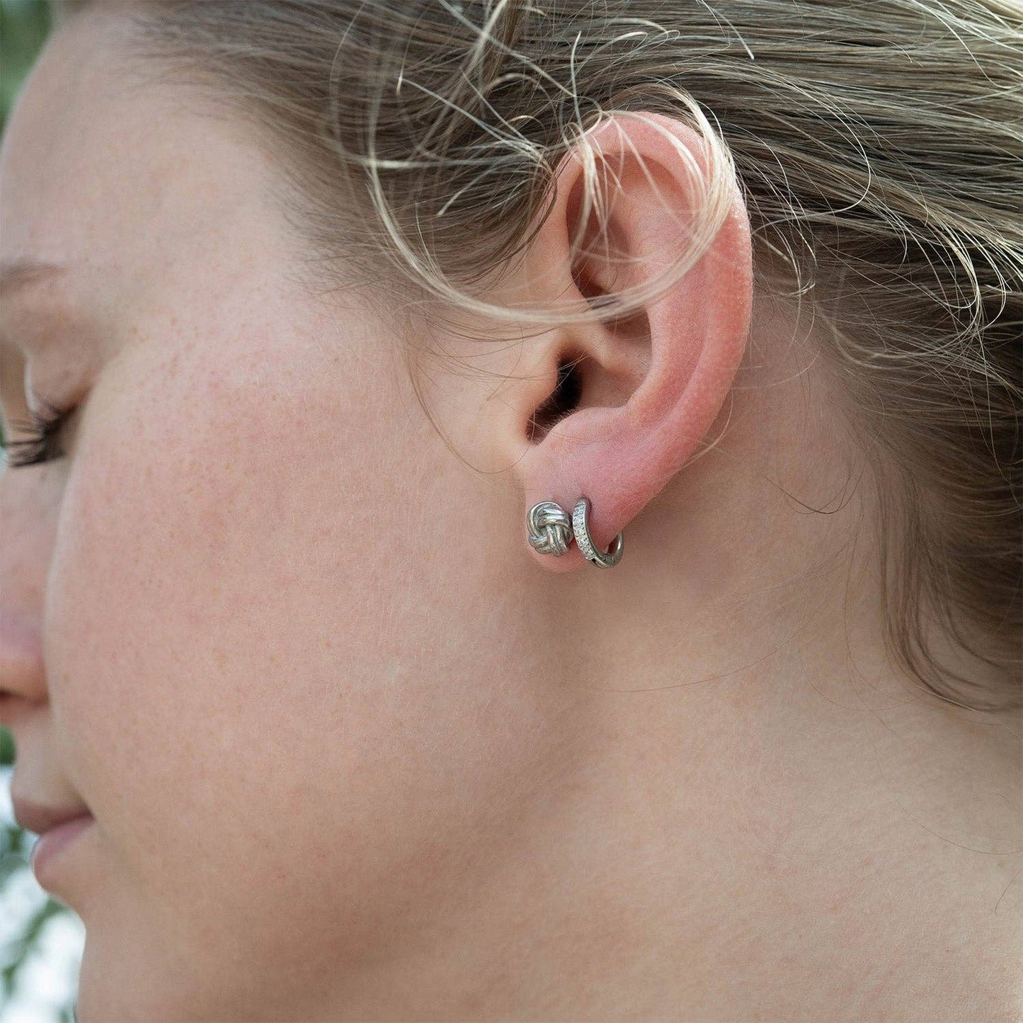 18K Gold PVD Stainless Steel CZ Mini Huggie Earrings: Stainless