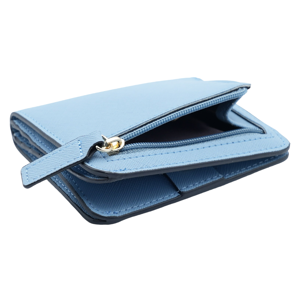 Women's Small Compact Bifold Luxury Wallet With Window ID: Silver