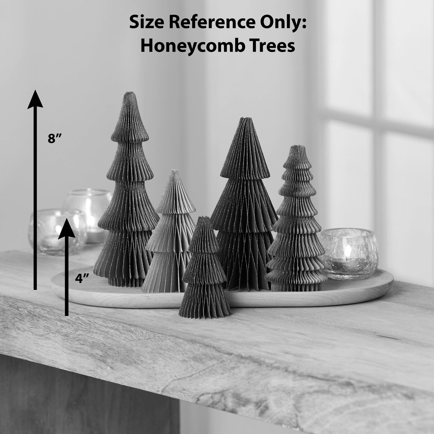 Honeycomb trees, vintage folding paper, Christmas, Winter: Set 3 Ivory