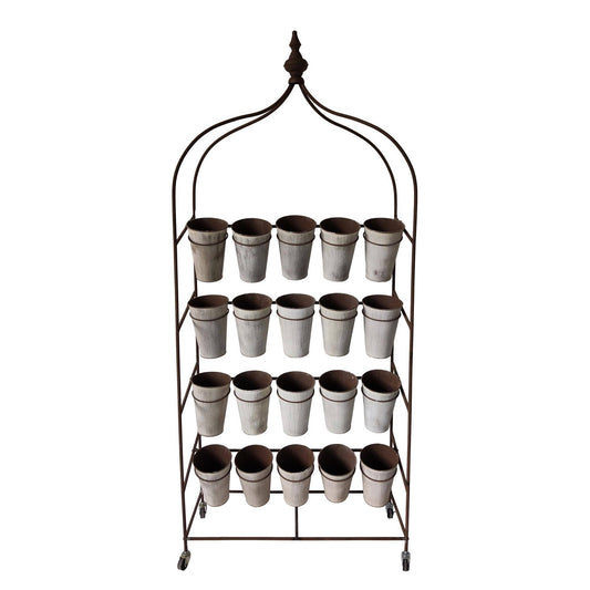 VIP Metal 68 in. White Floral Display Stand with 20 Buckets