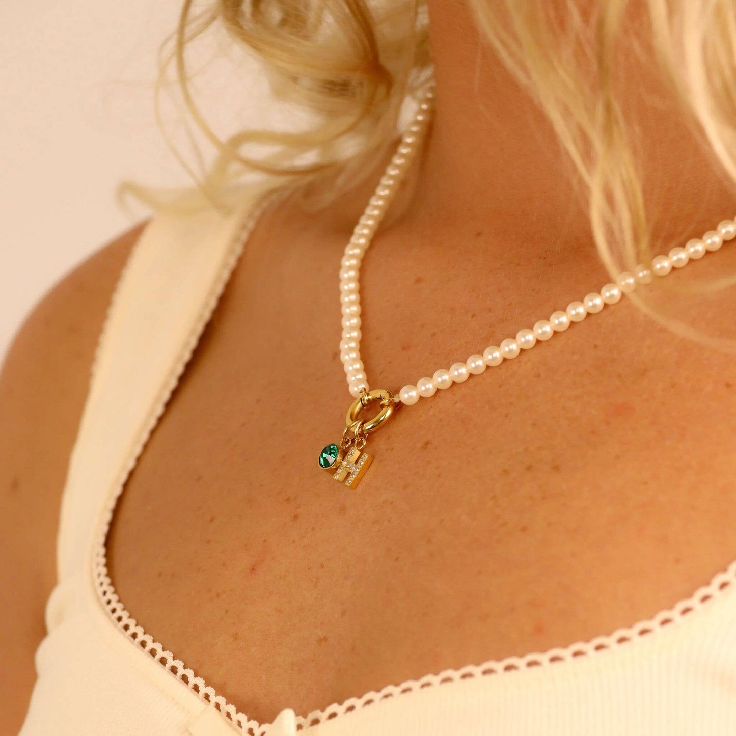 Pearl Charm Keeper Necklace: Kiska / Gold