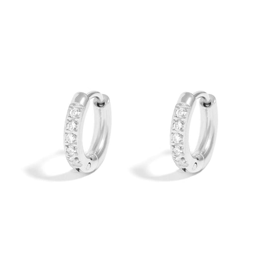 18K Gold PVD Stainless Steel CZ Mini Huggie Earrings: Stainless