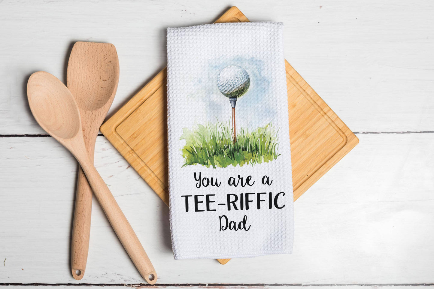 Tee-Riffic Dad Golf Towel, Golfing Decor, Fathers Day Gift: Transparent Cellophane Sleeve