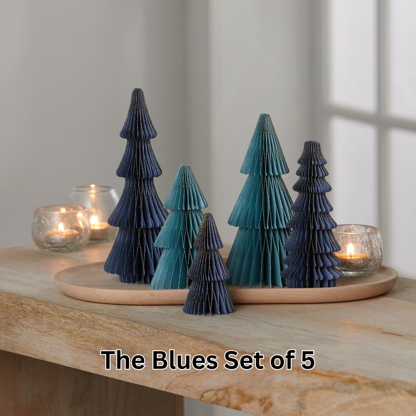 Honeycomb trees, vintage folding paper, Christmas, Winter: Set 5 Neutral