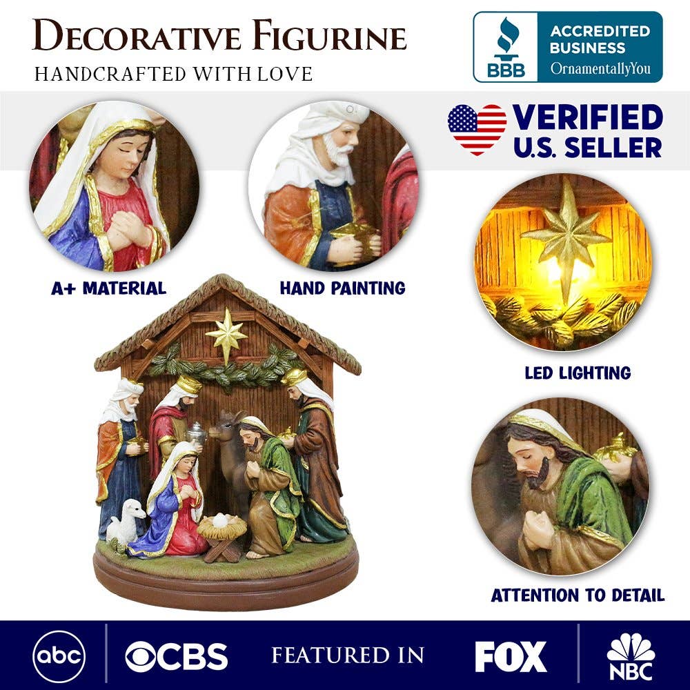 Radiant Nativity Scene Handcrafted Statue Figurine