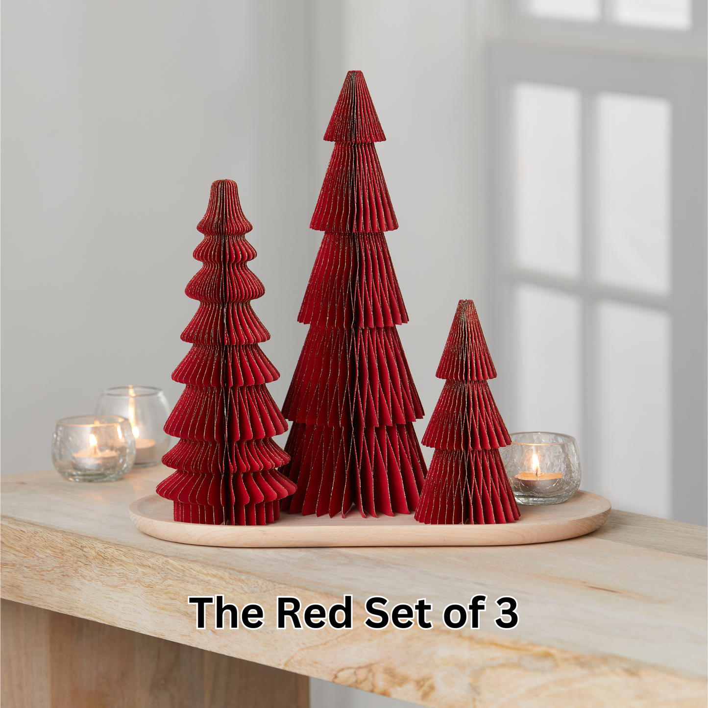 Honeycomb trees, vintage folding paper, Christmas, Winter: Set 3 Ivory