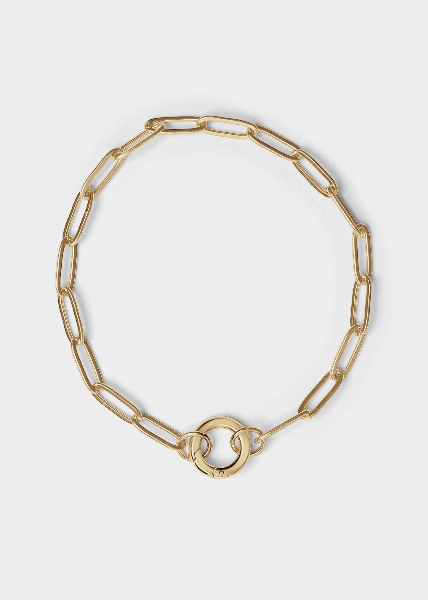 Stainless Steel Paperclip with Charm Keeper Chain Bracelet: Gold / 6.5"
