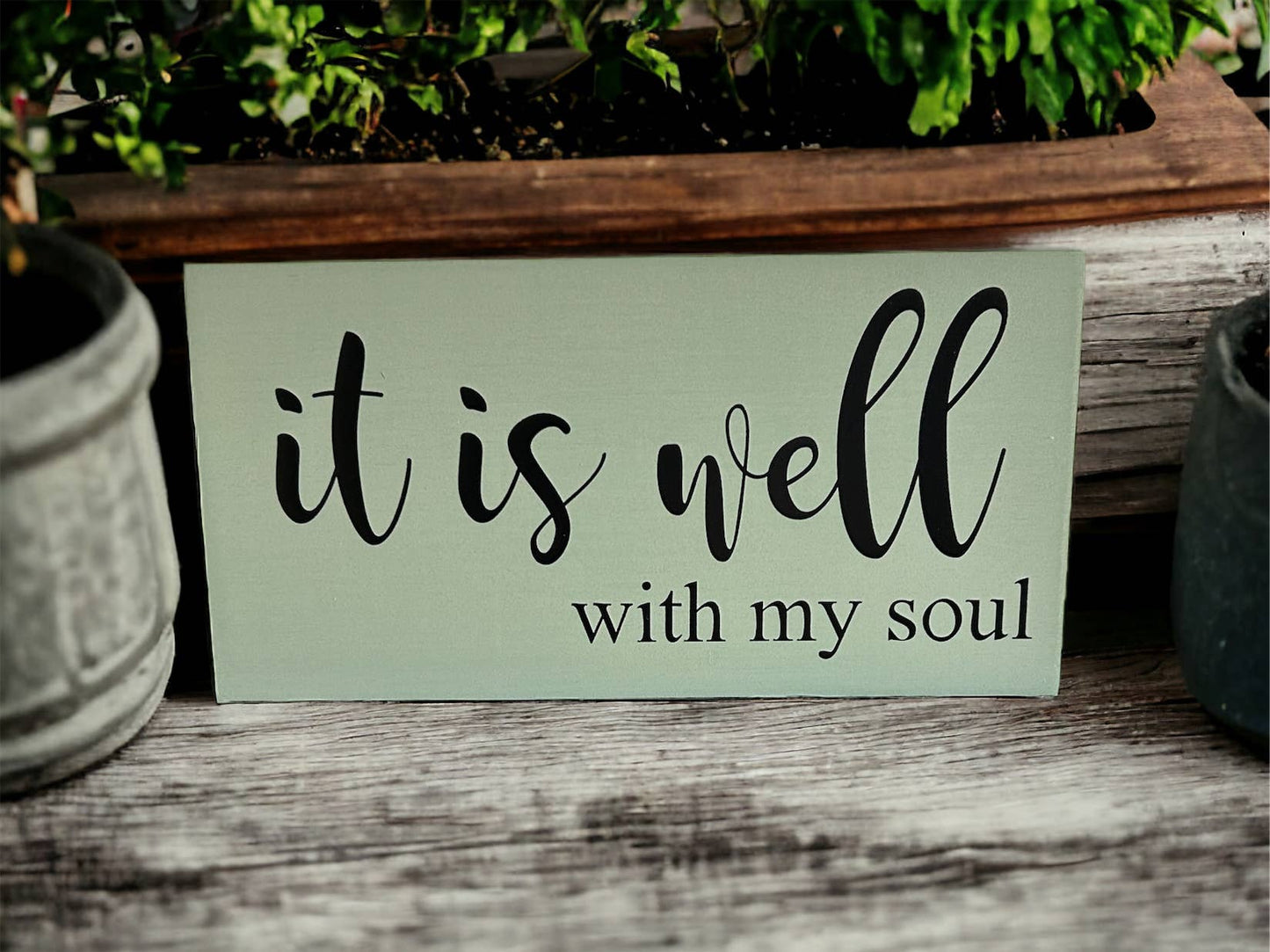 It is Well With My Soul - Rustic Wood Sign Faith Decor: Natural Linen