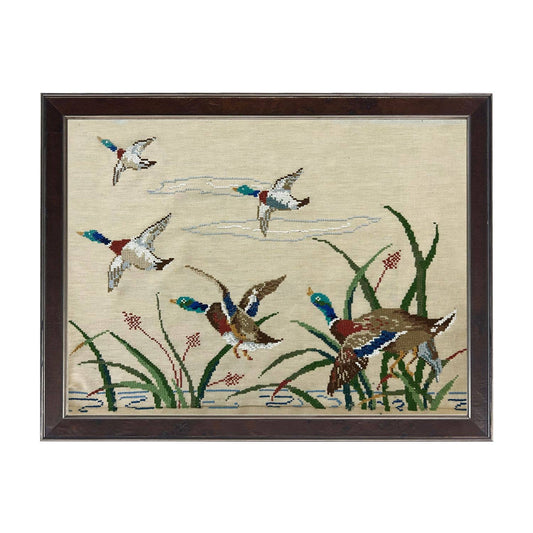 Vintage Mallard needlework reproduction: Black Frame 2400-35 Za / 10" X 8"