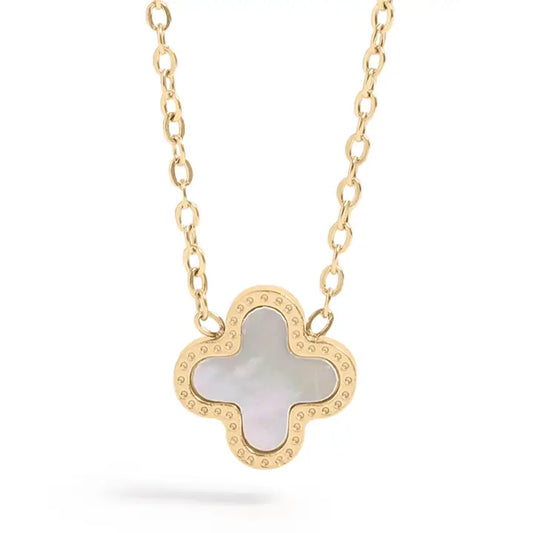 18K Gold Pvd Stainless Steel Lucky Clover Charm Necklace