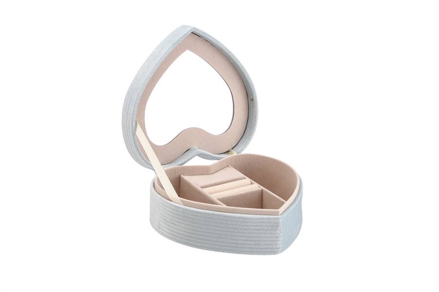 Ladies Heart Shaped Pink Jewelry Box: Blue