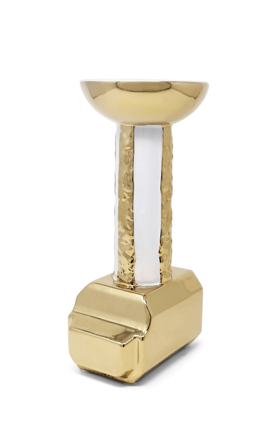 Gold and White Candle Holder Stand: Medium
