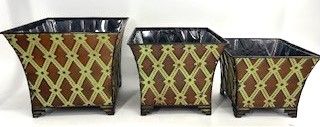 Square Metal Planter Diamond Pattern Large
