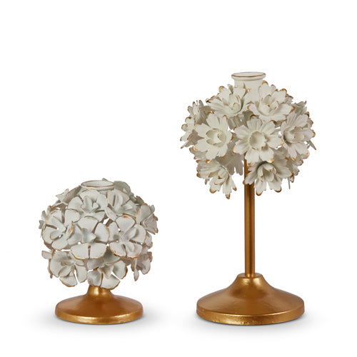 Cream Floral Candle Holders - 7.75"
