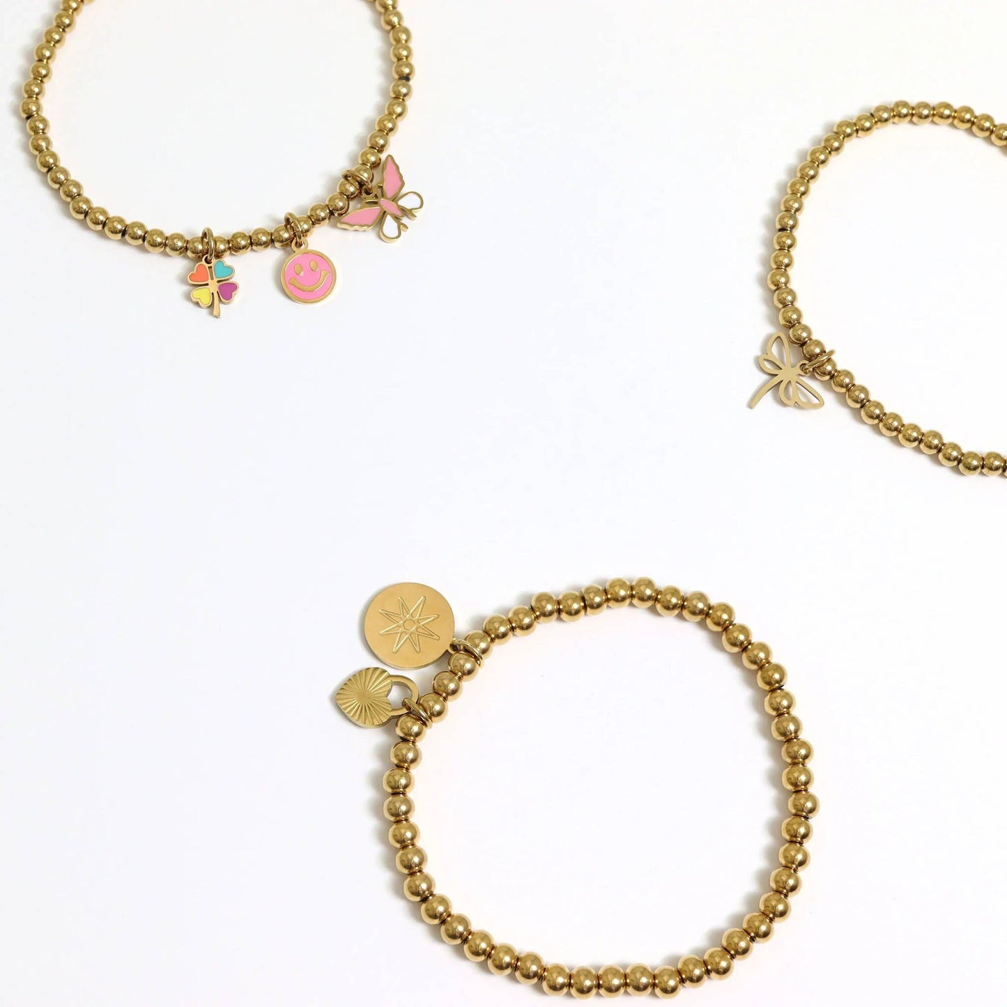 Gold Beaded Stretch Bracelet: 5mm