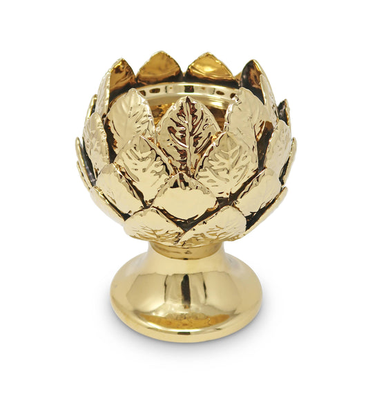 Leaf Design Tealight Holder: Gold