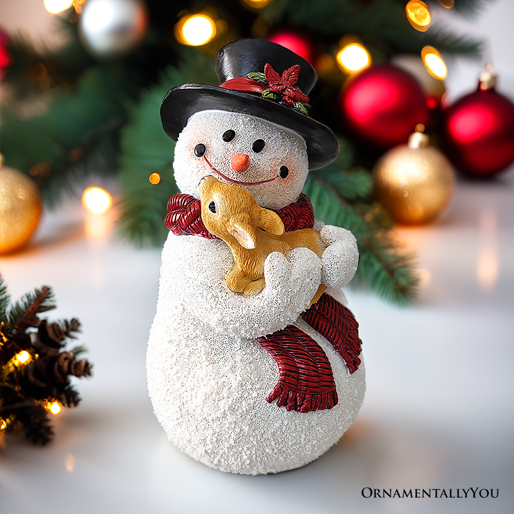 Enchanting Snowman and Fawn Home Holiday Decoration