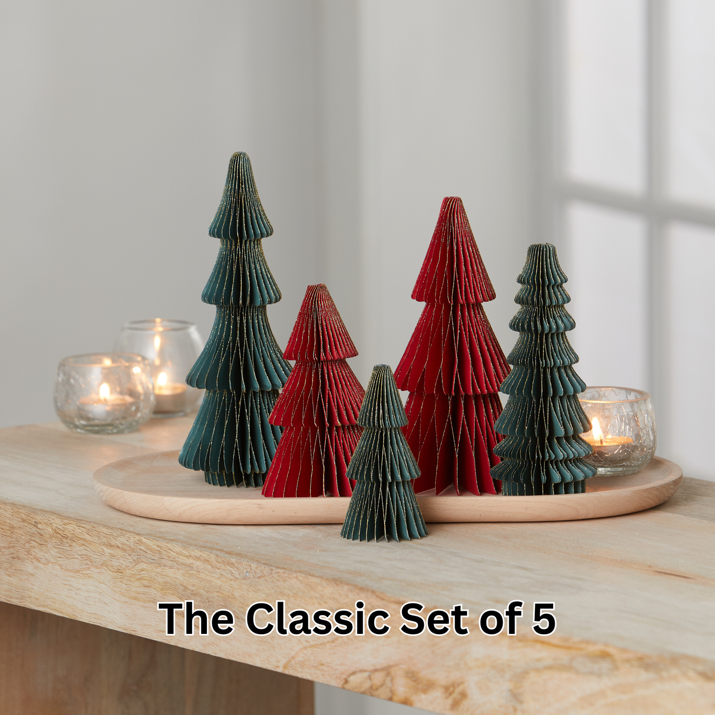 Honeycomb trees, vintage folding paper, Christmas, Winter: Set 3 Ivory
