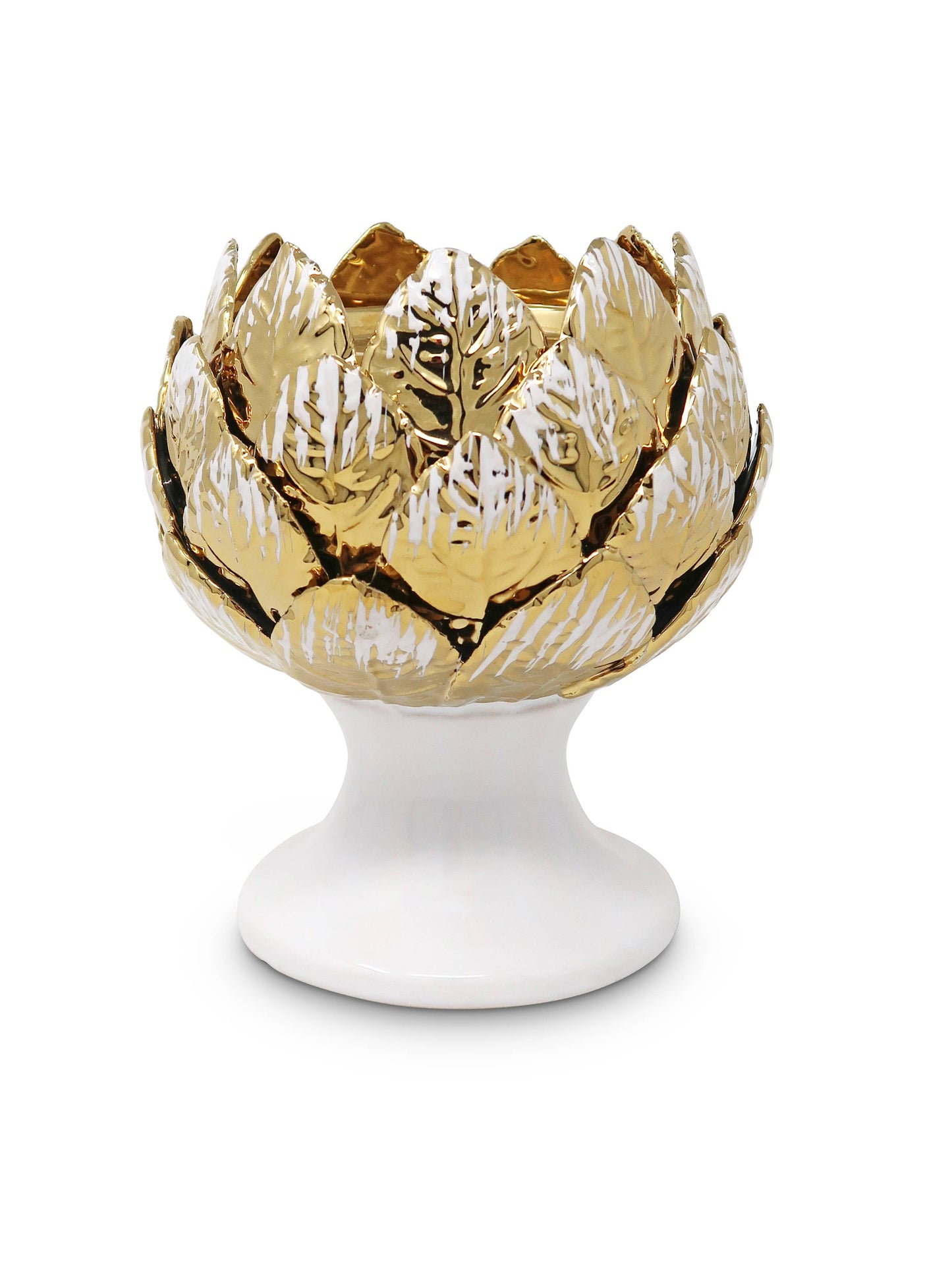 Leaf Design Tealight Holder: Gold