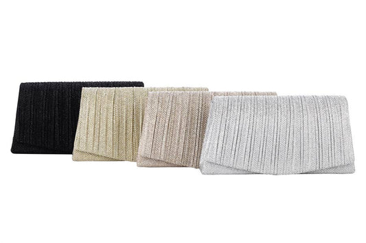 A Ladies Polyester Evening Bag Ridged  Clutch: Champagne / 7.8" L x 2" W x 3.9" H