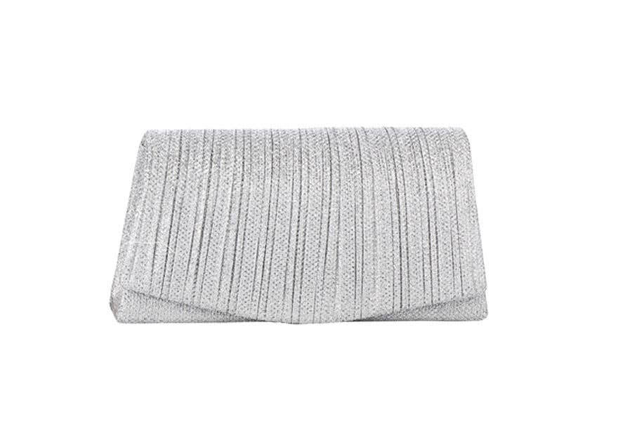 A Ladies Polyester Evening Bag Ridged  Clutch: Champagne / 7.8" L x 2" W x 3.9" H