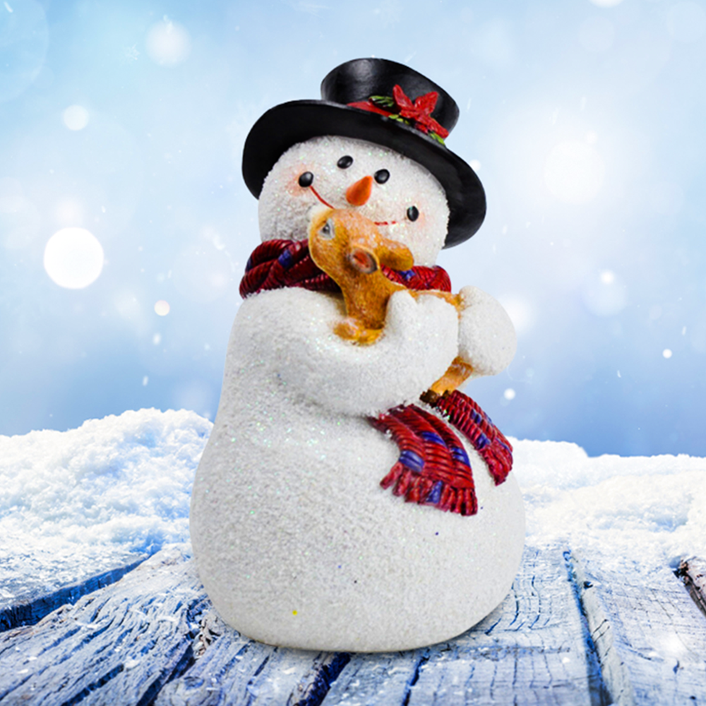 Enchanting Snowman and Fawn Home Holiday Decoration