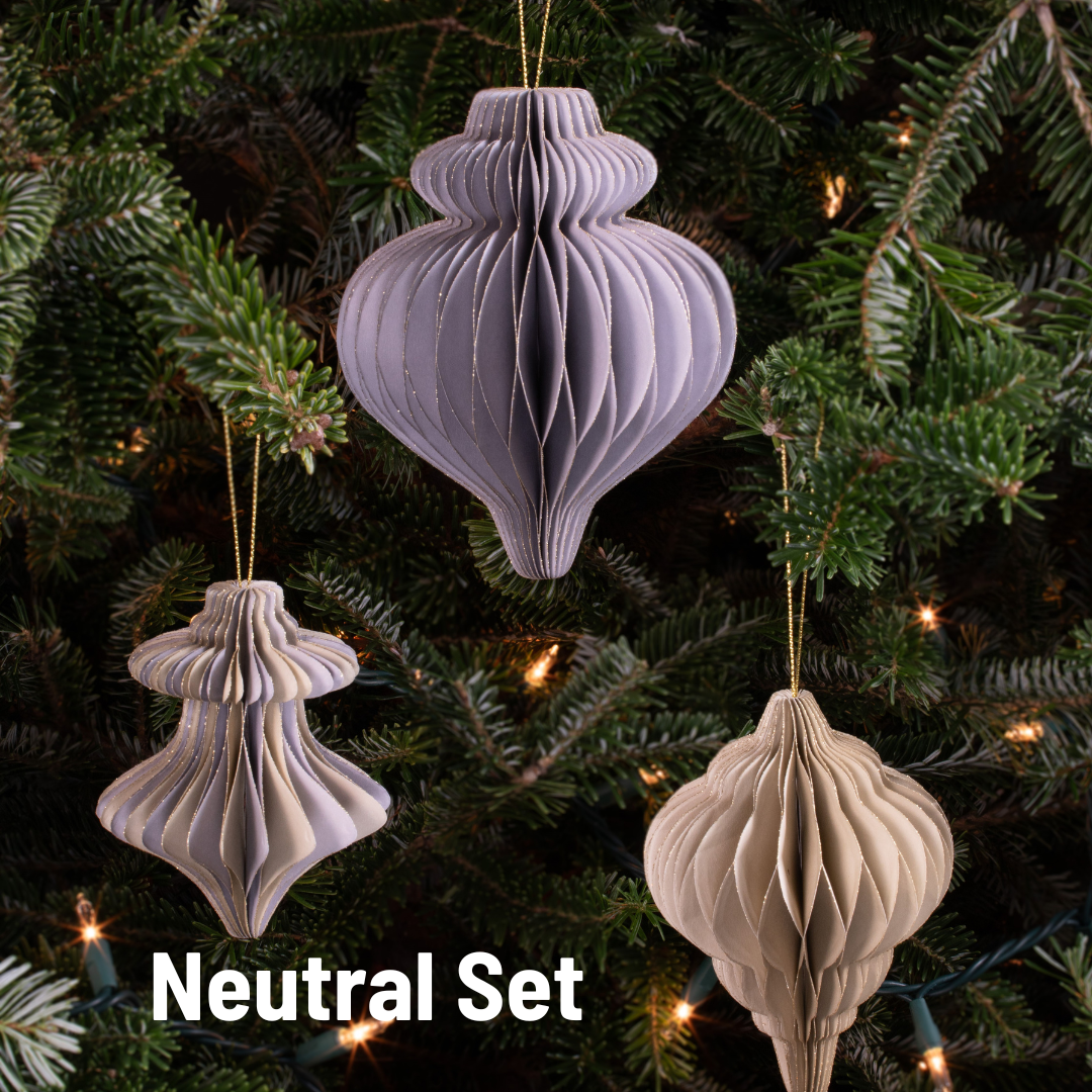 Honeycomb paper angels, ornaments, snowmen, snowflakes: Snowman Set 3