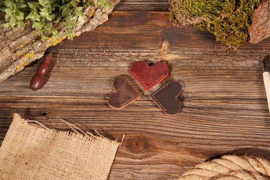 Leather Heart Bookmark, Reader Gift, Book accessories: Red / Heart Shaped