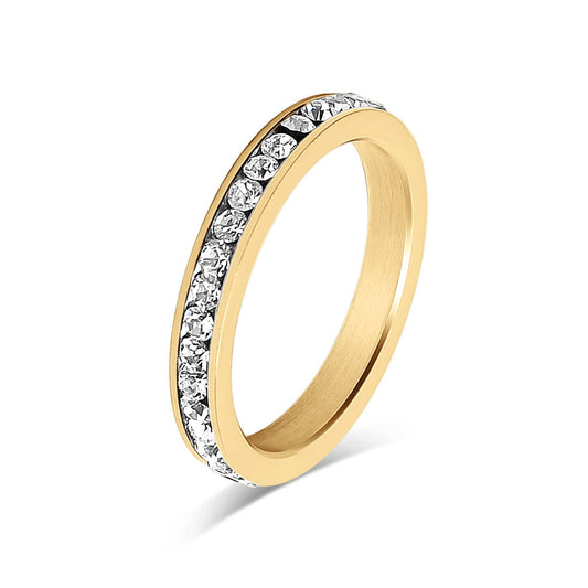 18K Gold PVD CZ Eternity Stainless Steel Ring: April / 5