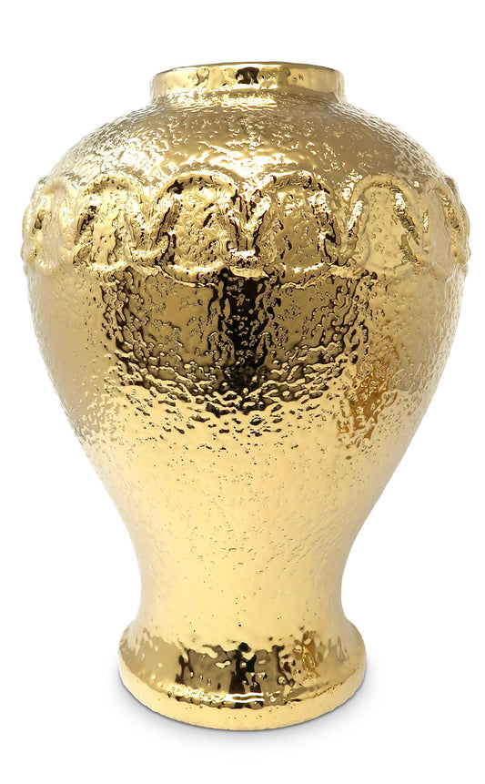 Gold Ginger Jar with Gold Chain Detail: Medium