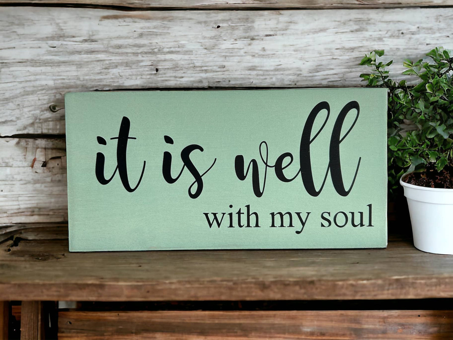 It is Well With My Soul - Rustic Wood Sign Faith Decor: Natural Linen