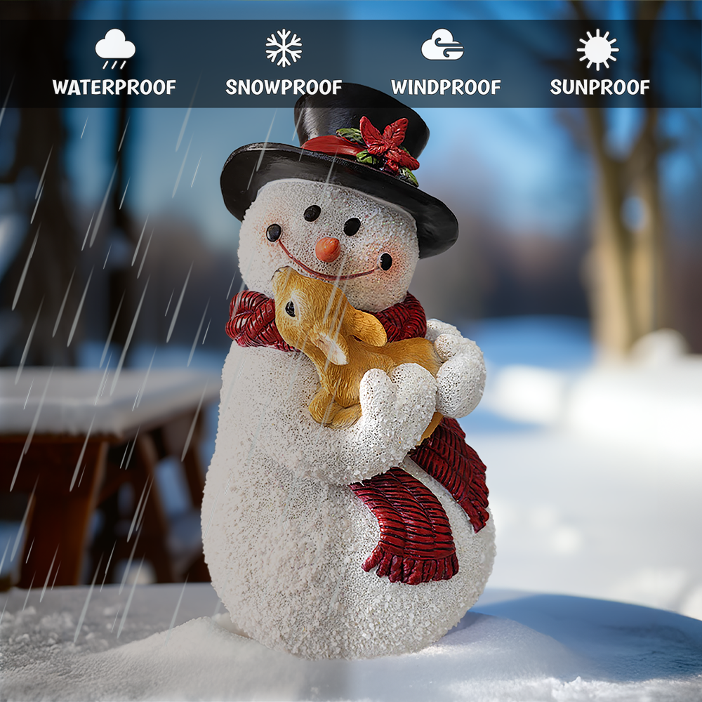 Enchanting Snowman and Fawn Home Holiday Decoration