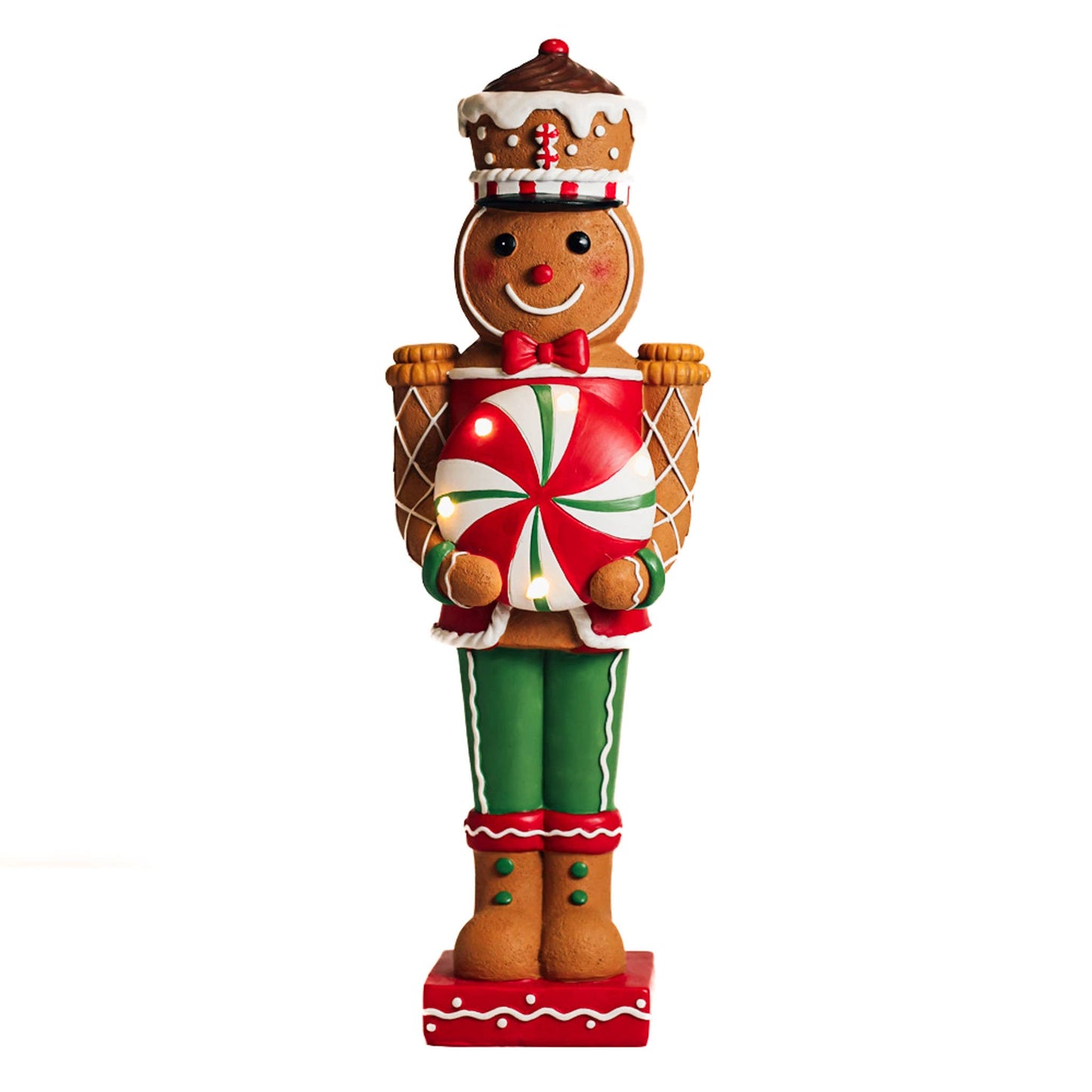 Peppermint Gingerbread Man with LED Lights