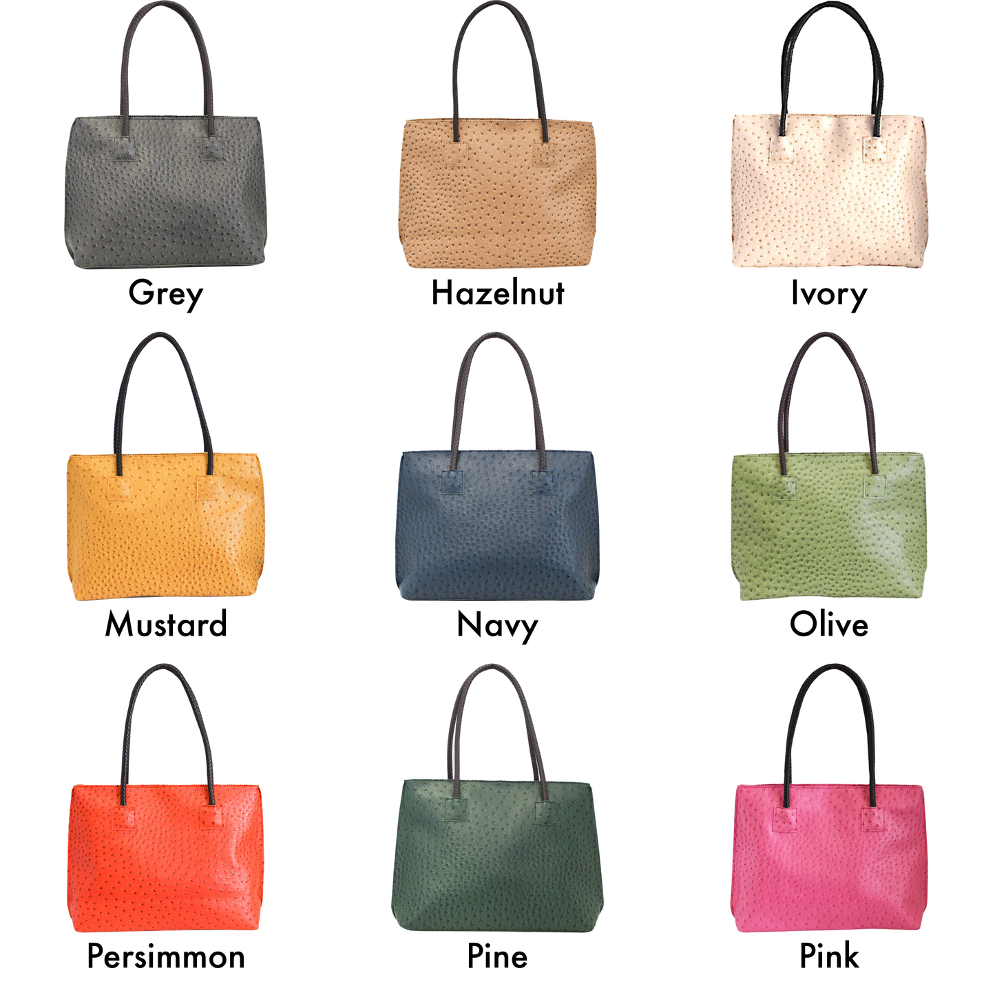 Lightweight Ostrich Zippered Tote Bag: Camel